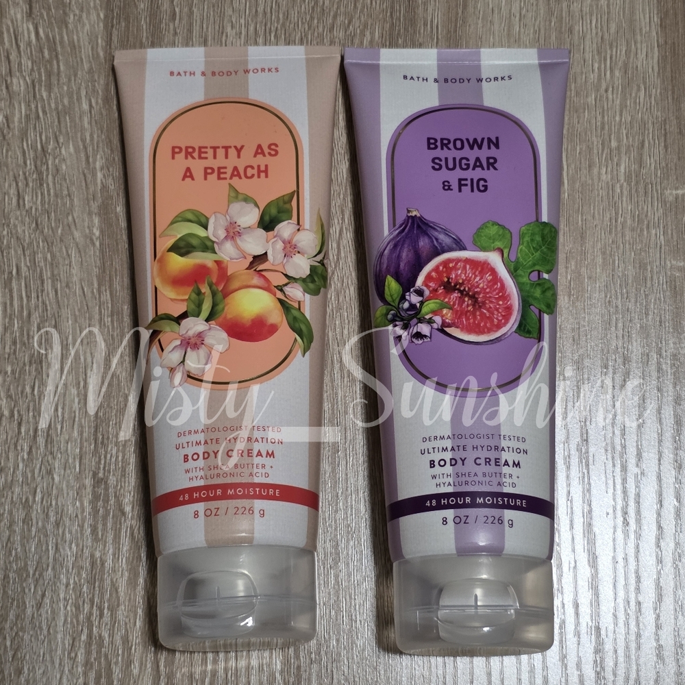 Bath Body Works Pretty as a Peach and Brown Sugar & Fig Body Cream Set NEW Rare